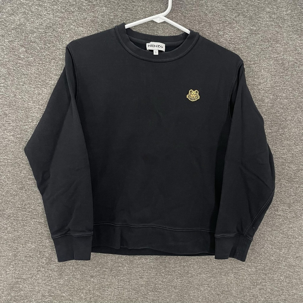 Kenzo Sweatshirt Mens Small Black Tiger Logo Crewneck Pullover Embroidered